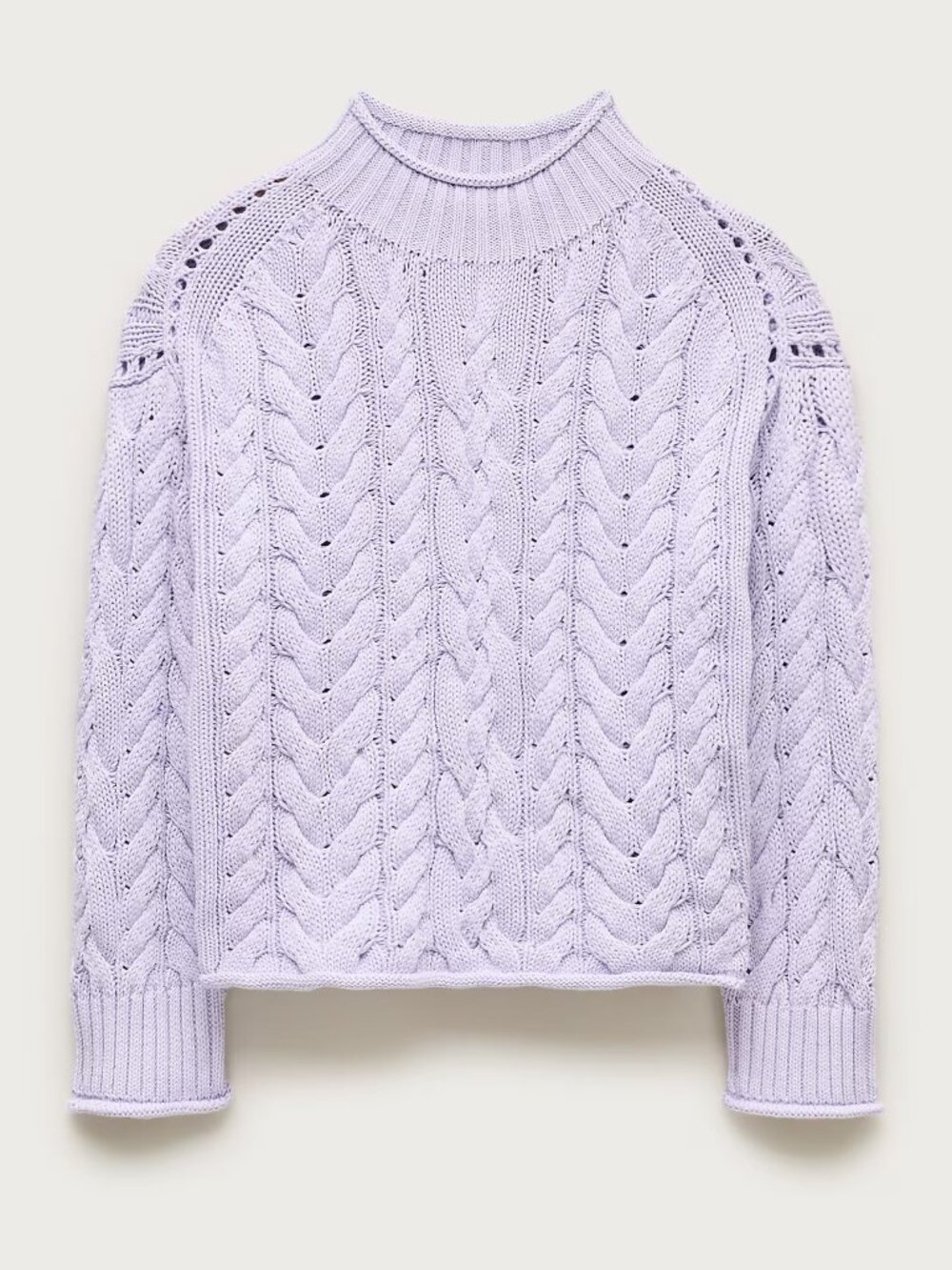 J.Crew 2025 Rollneck Cable Knit Sweater in Lavender Blush, Size Large